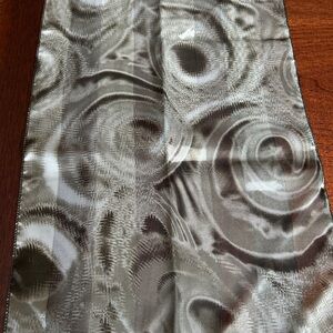 Elegant Brown Patterned Scarf abstract swirls with striped background 13“ x 58“